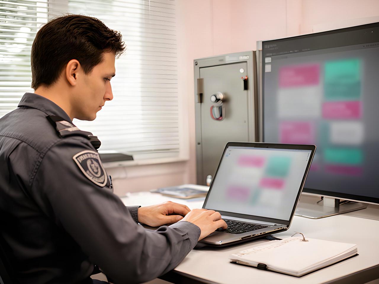 Security specialist reviewing a customer enquiry on a workstation in a Singapore office
